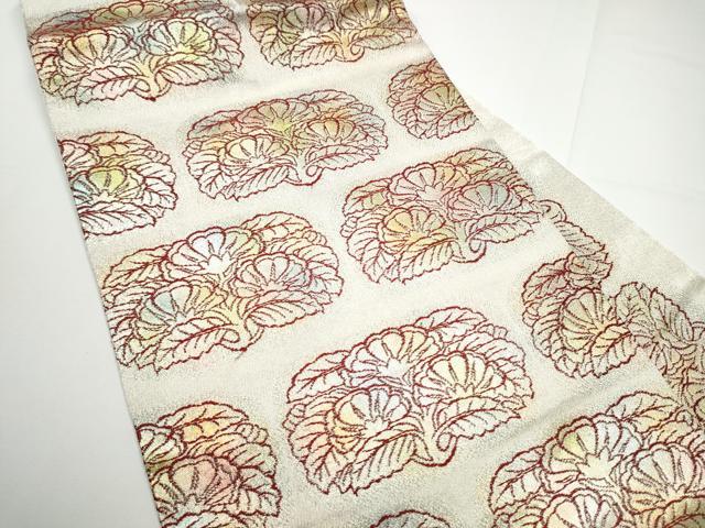 平和屋着物●龍村美術織物　たつむら　九寸名古屋帯　草花文　正絹　逸品　CABE0110hy