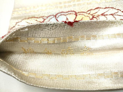平和屋着物●龍村美術織物　たつむら　九寸名古屋帯　草花文　正絹　逸品　CABE0110hy