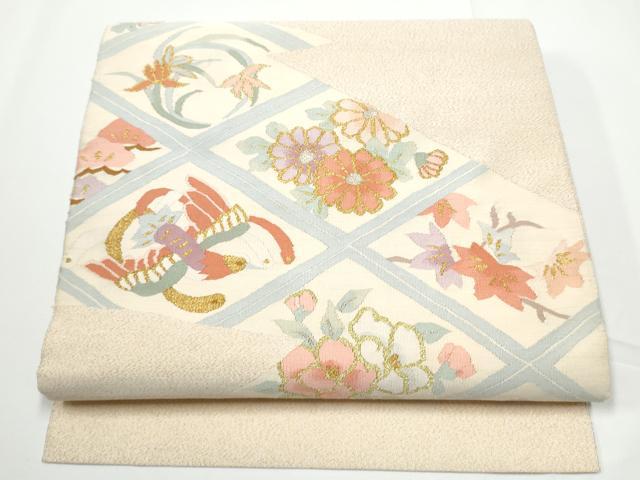 平和屋着物●爪掻き本綴れ　八寸名古屋帯　花鳥文　金銀糸　正絹　逸品　CABE0113hy