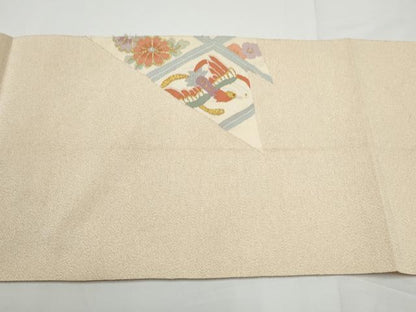 平和屋着物●爪掻き本綴れ　八寸名古屋帯　花鳥文　金銀糸　正絹　逸品　CABE0113hy