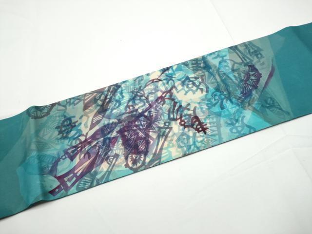 平和屋着物●塩瀬　九寸名古屋帯　ろうけつ染　器物文　正絹　逸品　CABE0121hy