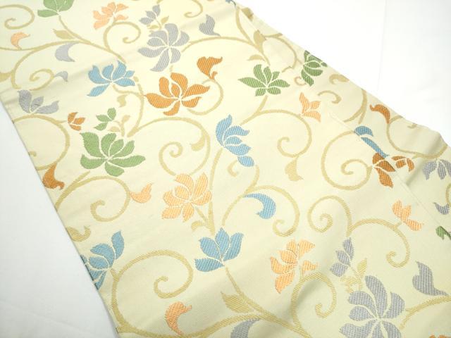平和屋着物●西陣　川島織物　九寸名古屋帯　唐織　花唐草文　正絹　逸品　CABE0124hy