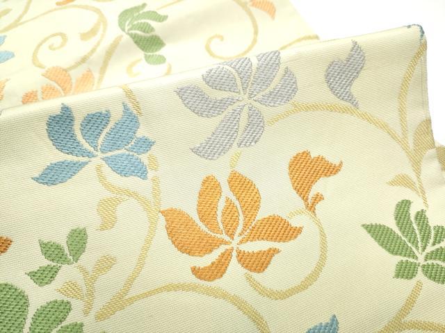 平和屋着物●西陣　川島織物　九寸名古屋帯　唐織　花唐草文　正絹　逸品　CABE0124hy