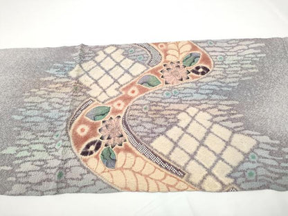 平和屋着物●伝統工芸士　水野保　保辻が花染　九寸名古屋帯　絞り　正絹　逸品　CABE0128hy