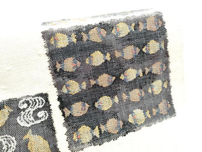 平和屋着物●八寸名古屋帯　紬地　魚　金糸　正絹　逸品　CABE0130hy