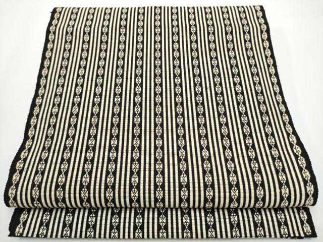 平和屋着物●八寸名古屋帯　吉祥間道　黒地　綿　逸品　CABE0132hy