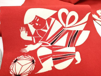 平和屋着物●型絵染の人間国宝　稲垣稔次郎　九寸名古屋帯　人物文　鬼しぼ縮緬　正絹　逸品　CABE0140hy