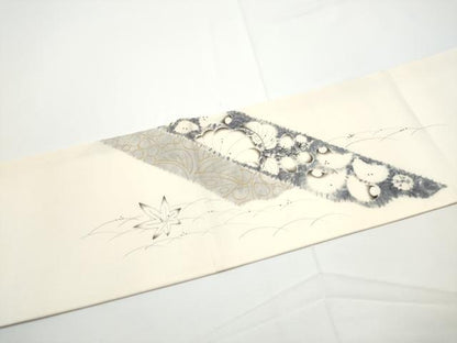 平和屋着物●日本工芸会正会員　絞りの小倉　辻が花の建亮　小倉建亮　塩瀬　九寸名古屋帯　金彩　正絹　逸品　CABE0144hy