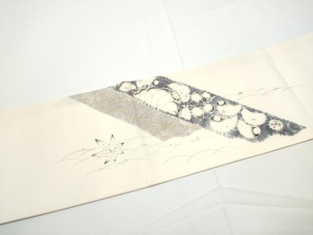 平和屋着物●日本工芸会正会員　絞りの小倉　辻が花の建亮　小倉建亮　塩瀬　九寸名古屋帯　金彩　正絹　逸品　CABE0144hy