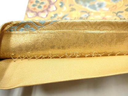 平和屋着物●六通柄袋帯　唐織　装飾美　団山木殿文　金糸　正絹　逸品　CABE0154hy