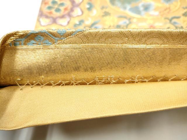 平和屋着物●六通柄袋帯　唐織　装飾美　団山木殿文　金糸　正絹　逸品　CABE0154hy