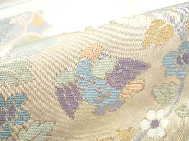 平和屋着物●京都の和装業の老舗一門　千切屋　六通柄　本袋帯　切金錦　霞花鳥文　金糸　正絹　逸品　CABE0155hy