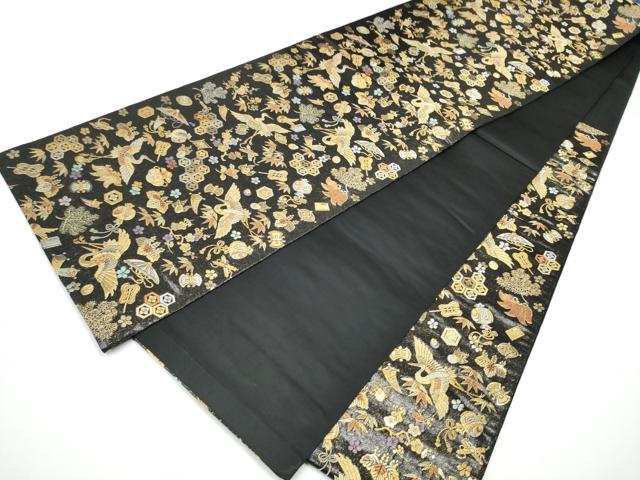 平和屋着物●六通柄袋帯　瑞祥宝尽くし　黒地　金銀糸　引箔　正絹　逸品　CABE0162hy