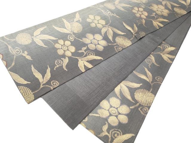 平和屋着物▽六通柄袋帯 スリーシーズン 春夏秋 花唐草文 金糸 正絹 逸品 CABE0166hy
