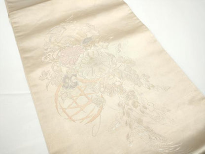 平和屋着物●西洞院辻が花　大脇一心　太鼓柄袋帯　銀糸　正絹　逸品　CABE0170hy
