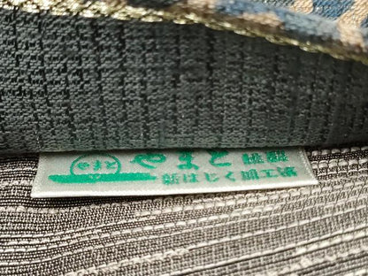 平和屋着物●両面　全通柄袋帯　型染め　草花間道　銀通し地　やまと誂製　正絹　逸品　CABE0175hy