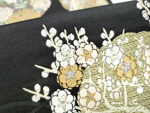 平和屋着物●西陣　岡文織物謹製　六通柄袋帯　唐織　作家物　本金迎迎賓蒔絵　黒地　金糸　金糸　正絹　逸品　CABE0190hy