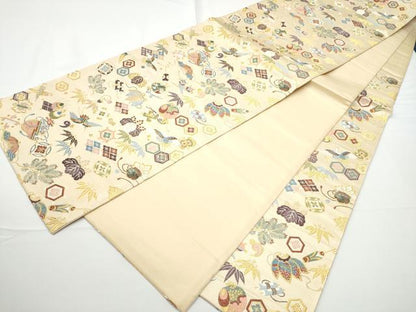 平和屋着物●西陣の老舗　1782年創業　山下織物　六通柄袋帯　唐織　招服宝尽くし　金糸　証紙付き　正絹　逸品　CABE0199hy