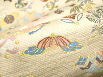 平和屋着物●西陣の老舗　1782年創業　山下織物　六通柄袋帯　唐織　招服宝尽くし　金糸　証紙付き　正絹　逸品　CABE0199hy
