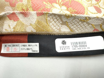 平和屋着物●六通柄袋帯　唐織　舞花文　金糸　正絹　逸品　CABE0219hy