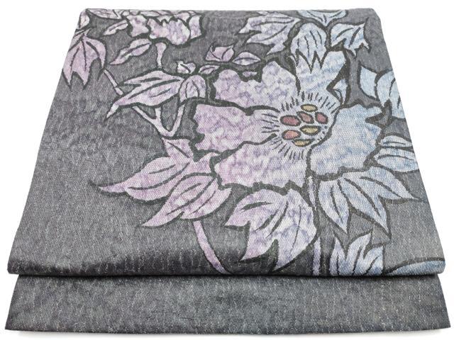 平和屋着物●工藝三昧 手漉和紙 縮々織　染色作家　早田絢秀　両面　六通柄　京袋帯　枝花文　金通し地　正絹　逸品　CABE0222hy
