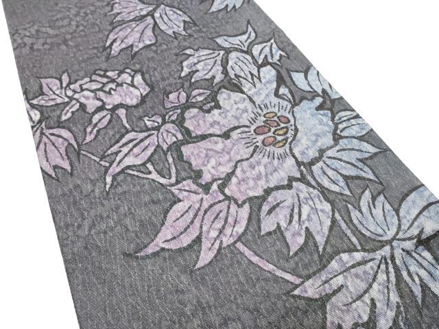 平和屋着物●工藝三昧 手漉和紙 縮々織　染色作家　早田絢秀　両面　六通柄　京袋帯　枝花文　金通し地　正絹　逸品　CABE0222hy