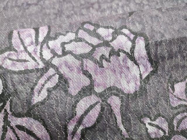 平和屋着物●工藝三昧 手漉和紙 縮々織　染色作家　早田絢秀　両面　六通柄　京袋帯　枝花文　金通し地　正絹　逸品　CABE0222hy