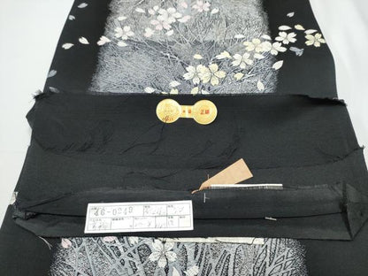 平和屋着物●西陣　つちもと謹製　六通柄袋帯　唐織　樹氷　黒地　証紙付き　正絹　逸品　CABE0229hy