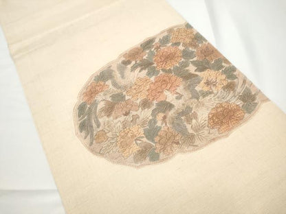 平和屋着物●中国三大刺繍　スワトウ相良刺繍　総刺繍　太鼓柄袋帯　紬地　花鳥文　正絹　逸品　CABE0230hy