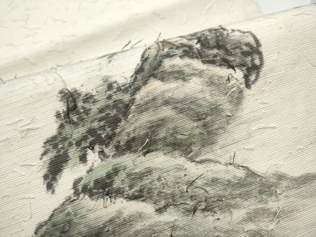 平和屋着物●九寸開き名古屋帯　作家物　手描き　髭紬　風景文　金彩　正絹　逸品　CABE0248hy