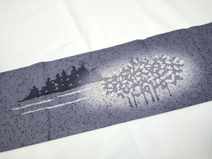 平和屋着物●九寸名古屋帯　作家物　樹林シルエット　正絹　逸品　CABE0260hy