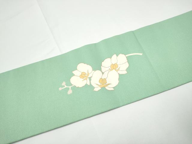 平和屋着物●塩瀬　九寸名古屋帯　胡蝶蘭　金彩　正絹　逸品　CABE0263hy