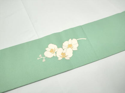 平和屋着物●塩瀬　九寸名古屋帯　胡蝶蘭　金彩　正絹　逸品　CABE0263hy