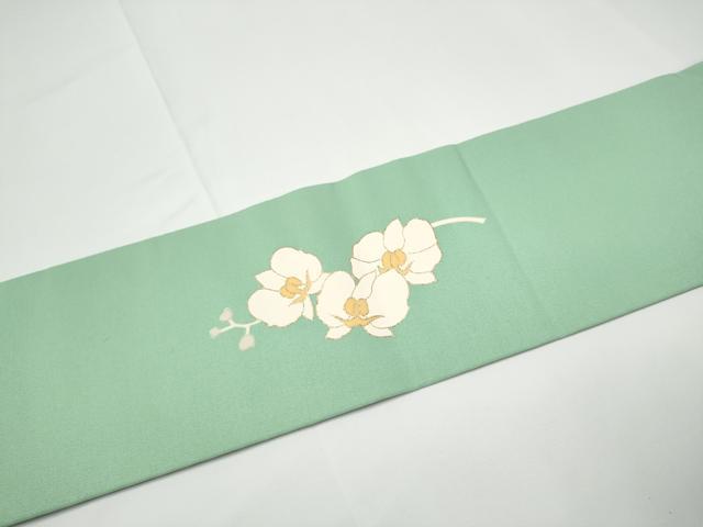 平和屋着物●塩瀬　九寸名古屋帯　胡蝶蘭　金彩　正絹　逸品　CABE0263hy