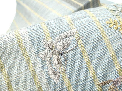 平和屋着物▽中国三大刺繍 総相良刺繍 九寸名古屋帯 スリーシーズン 春夏秋 動物花蝶文 金通し地 正絹 逸品 CABE0264hy