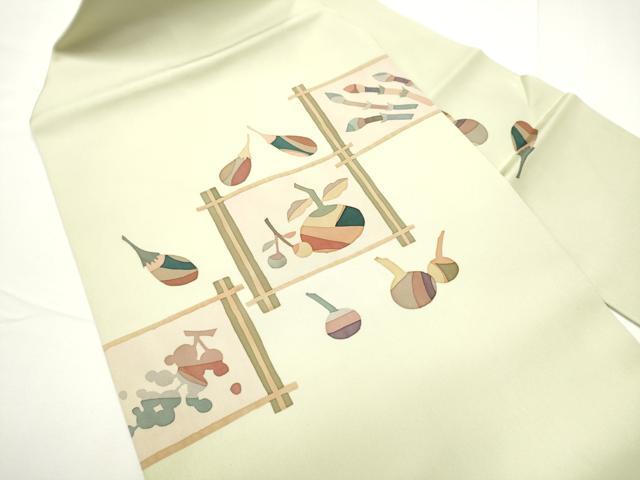 平和屋着物●塩瀬　九寸名古屋帯　型染め　成物　正絹　逸品　CABE0271hy