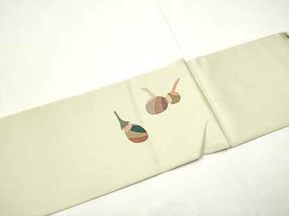 平和屋着物●塩瀬　九寸名古屋帯　型染め　成物　正絹　逸品　CABE0271hy