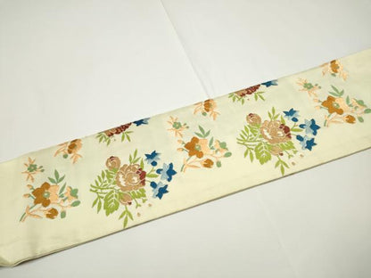平和屋着物●西陣　川島織物　九寸名古屋帯　唐織　草花文　正絹　逸品　CABE0272hy