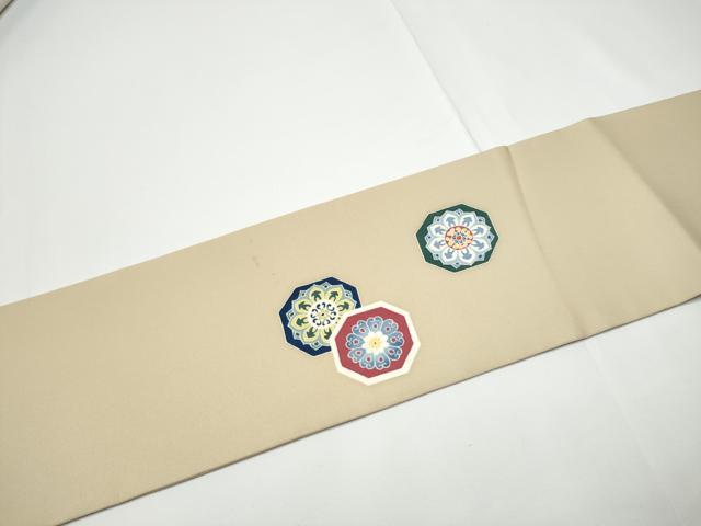 平和屋着物●塩瀬　九寸名古屋帯　作家物　蜀江花文　正絹　逸品　CABE0283hy