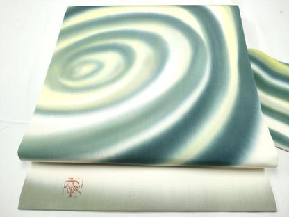 平和屋着物●虹色創家　本郷大田子　塩瀬　九寸名古屋帯　霞文　正絹　逸品　CABE0287hy