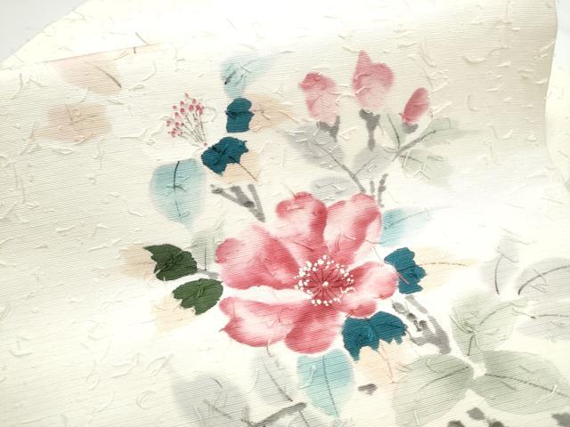 平和屋着物●九寸名古屋帯　作家物　手描き　髭紬　枝花文　正絹　逸品　CABE0295hy