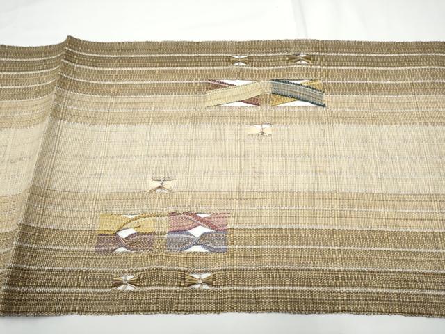 平和屋着物●八寸名古屋帯　もじり織　吉祥文　銀糸　正絹　逸品　CABE0303hy
