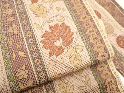 平和屋着物●本場筑前博多織 八寸名古屋帯 花唐草間道 正絹 逸品 CABE0306hy