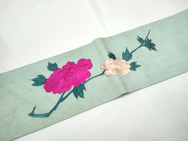 平和屋着物＊夏物 アンティーク 大正ロマン 九寸名古屋 総手刺繍 花籠文 銀糸 正絹 逸品 CABE0308hy