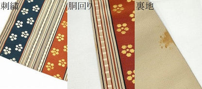 平和屋着物●本場筑前博多織　半幅帯　いちご錦　証紙付き　正絹　逸品　CABE0315hy