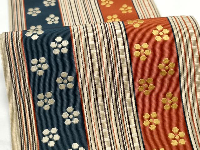 平和屋着物●本場筑前博多織　半幅帯　いちご錦　証紙付き　正絹　逸品　CABE0315hy