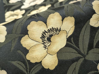 平和屋着物●こむさでもーど・COMME CA DU MODE　六通柄袋帯　枝花文　黒地　正絹　逸品　CABE0328hy