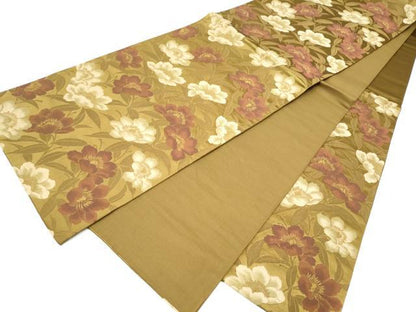 平和屋着物●こむさでもーど・COMME CA DU MODE　六通柄袋帯　枝花文　正絹　逸品　CABE0335hy