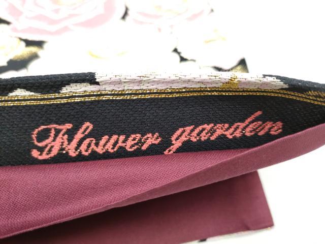 平和屋着物●六通柄袋帯　薔薇　舞蝶文　黒地　金銀糸　正絹　逸品　CABE0337hy