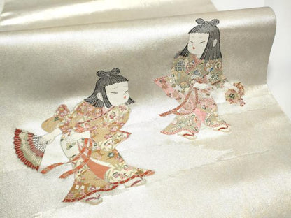 平和屋着物●西陣 長嶋成織物 ながしま帯 加賀友禅の巨匠 初代 由水十久 太鼓柄袋帯 隆達小歌 泥銀錦 正絹 逸品 CABE0344hy